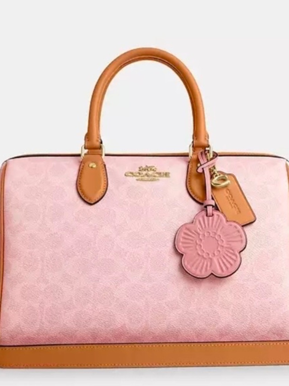 NWT COACH Large Rowan Powder pink Satchel Bag With Tea Rose Charms - Picture 11 of 11